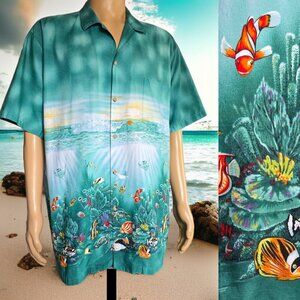 LAVA HUT ( 3XL ) Men's Leisurely Tropical Hawaiin Print Button Up Shirt